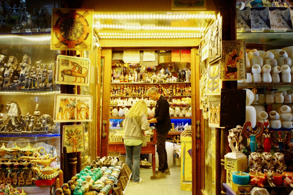 Egyptian tourist in crowded market