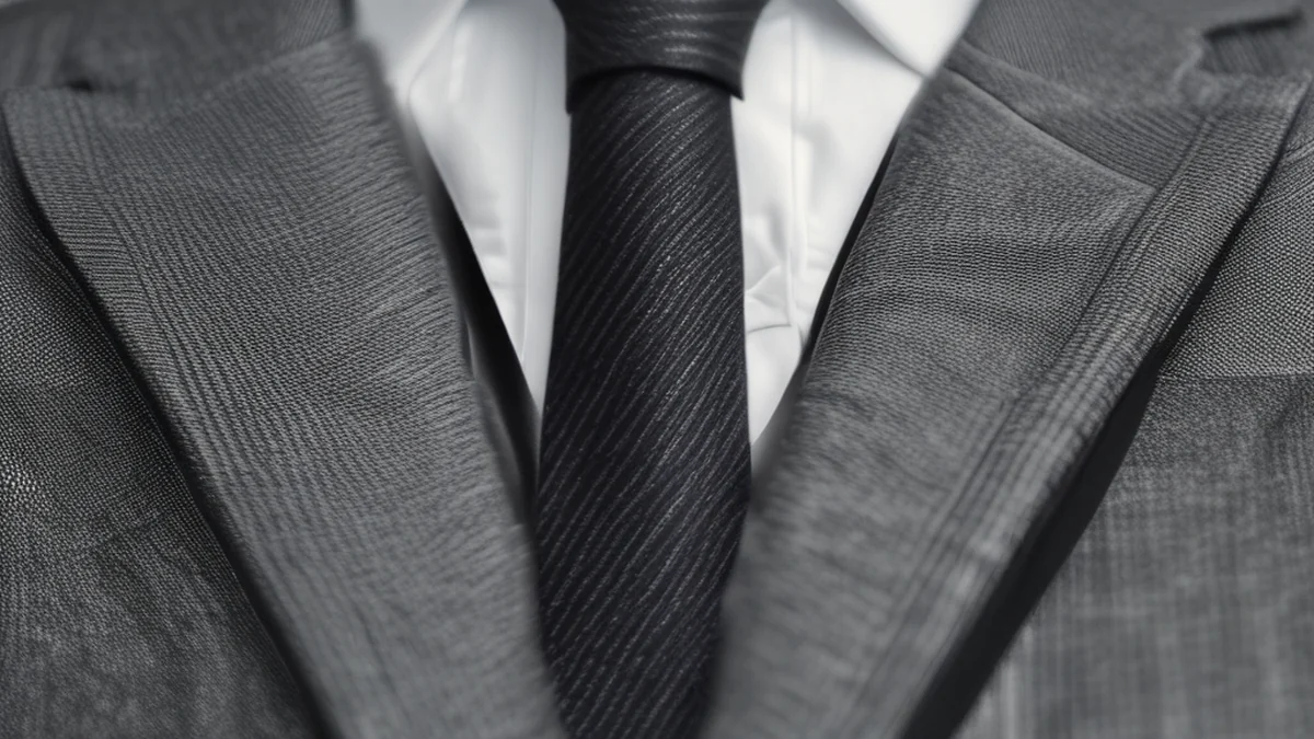 A man wearing a dark blue formal blazer with a crisp shirt and tie.